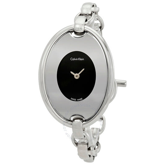 كالفن كلاين، ساعة نسائية صغيرة مميزة بمينا أسود