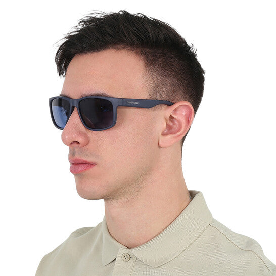 Blue Rectangular Men's Sunglasses