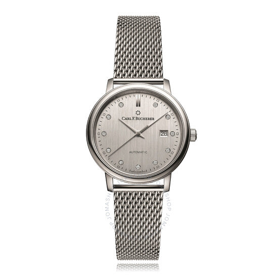 كارل ف. بوخرير، ساعة أدامافي أوتوماتيكية بمينا فضية مرصعة بالألماس للسيدات