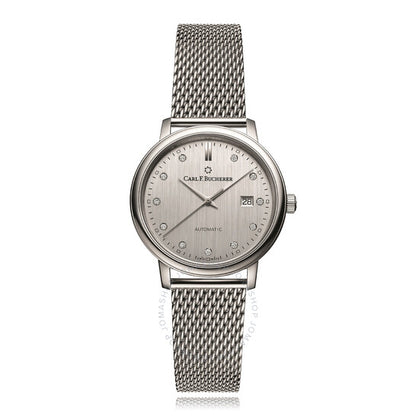 كارل ف. بوخرير، ساعة أدامافي أوتوماتيكية بمينا فضية مرصعة بالألماس للسيدات