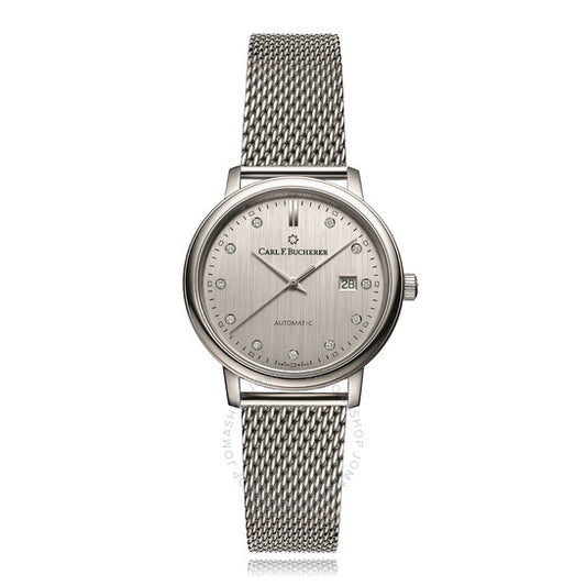 كارل ف. بوخرير، ساعة أدامافي أوتوماتيكية بمينا فضية مرصعة بالألماس للسيدات