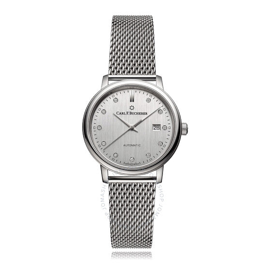 كارل ف. بوخرير، ساعة أدامافي أوتوماتيكية بمينا فضية مرصعة بالألماس للسيدات