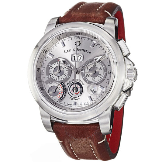 Carl F. Bucherer, Carl F Bucherer Patravi ChronoGrade Silver Dial Leather Men's Watch