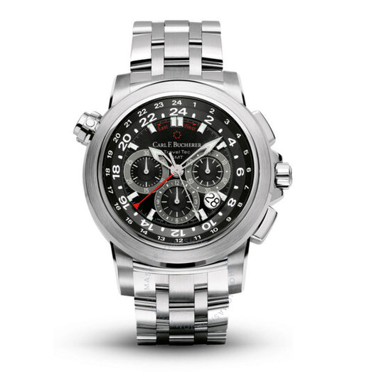 كارل ف. بوخرير، ساعة كارل ف. بوخرير باترافي ترافيل تيك للرجال بمينا أسود من الفولاذ