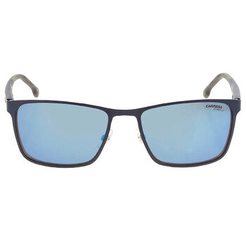 Grey Blue Mirror Rectangular Men's Sunglasses