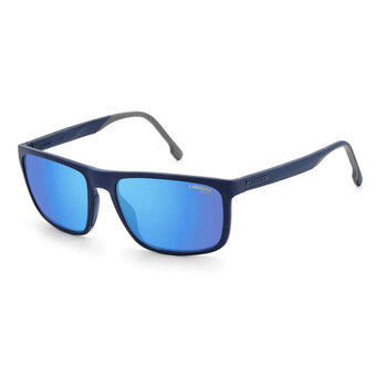 Grey Blue Mirror Rectangular Men's Sunglasses