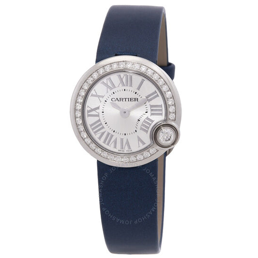ساعة كارتييه بالون بلانك دو 26 مم كوارتز بمينا فضي للسيدات