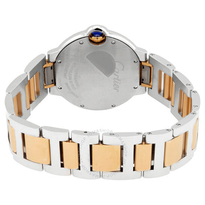 ساعة كارتييه بالون بلو أوتوماتيكية للسيدات بمينا فضي