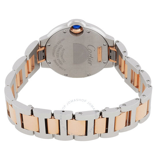 ساعة كارتييه بالون بلو أوتوماتيكية للسيدات بمينا فضي