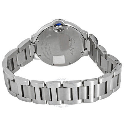 ساعة كارتييه بالون بلو أوتوماتيكية للسيدات بمينا فضي