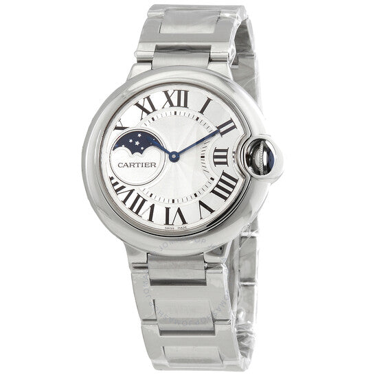 ساعة كارتييه بالون بلو أوتوماتيكية للسيدات بمينا فضي