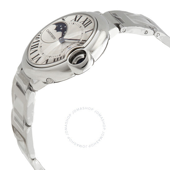 ساعة كارتييه بالون بلو أوتوماتيكية للسيدات بمينا فضي