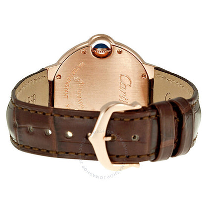Cartier, Ballon Bleu de Pink Gold Brown Leather Watch