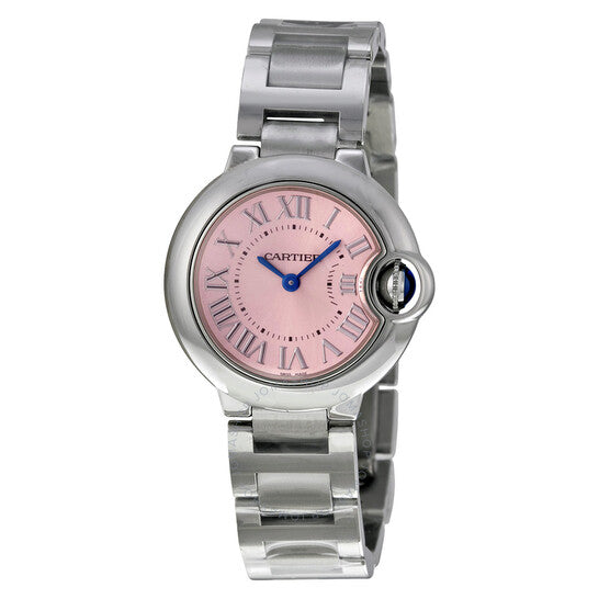 Cartier, Ballon Bleu Pink Dial Stainless Steel Ladies Watch