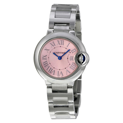 Cartier, Ballon Bleu Pink Dial Stainless Steel Ladies Watch