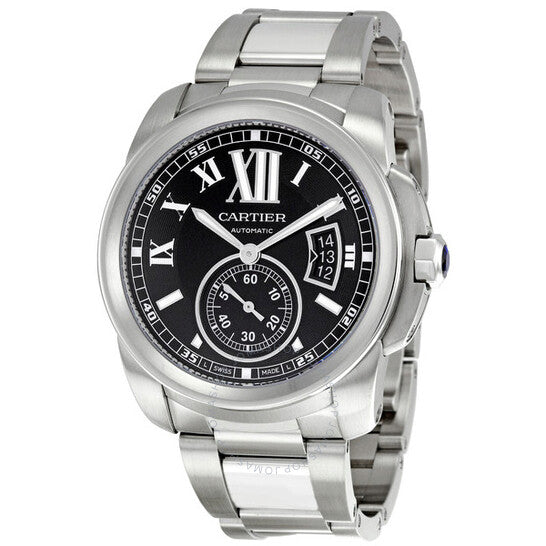 Cartier, Calibre de Black Dial Stainless Steel Men's Watch