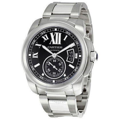 Cartier, Calibre de Black Dial Stainless Steel Men's Watch