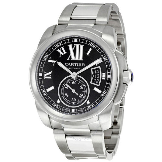 Cartier, Calibre de Black Dial Stainless Steel Men's Watch