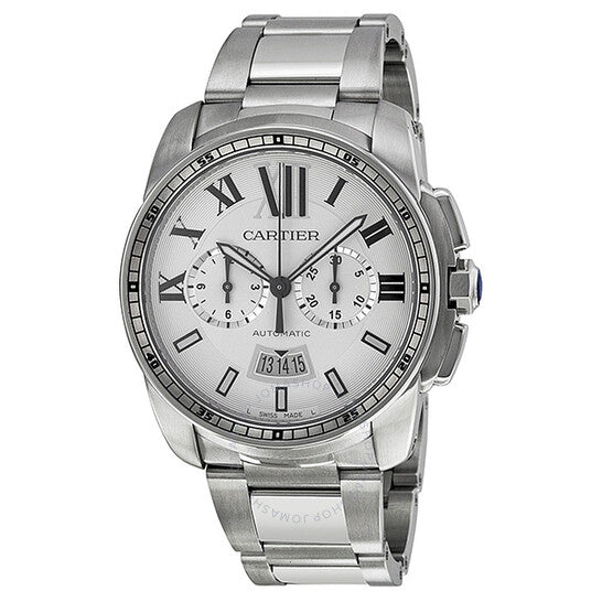 Cartier, Calibre de Silver Dial Chronograph Automatic Men's Watch