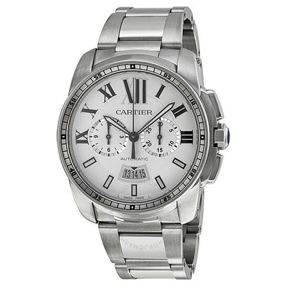 Cartier, Calibre de Silver Dial Chronograph Automatic Men's Watch