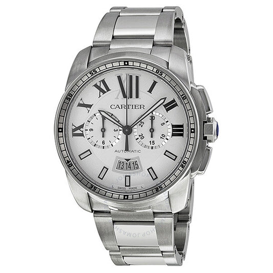 Cartier, Calibre de Silver Dial Chronograph Automatic Men's Watch
