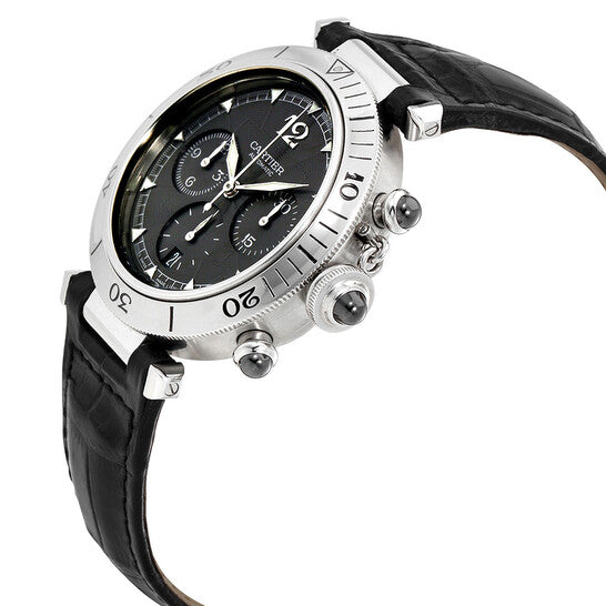 ساعة كارتييه باشا أوتوماتيكية كرونوغراف بمينا رمادي للسيدات