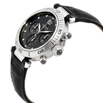 ساعة كارتييه باشا أوتوماتيكية كرونوغراف بمينا رمادي للسيدات