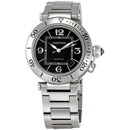 Cartier, Pasha Seatimer Automatic Black Dial Steel Men's Watch