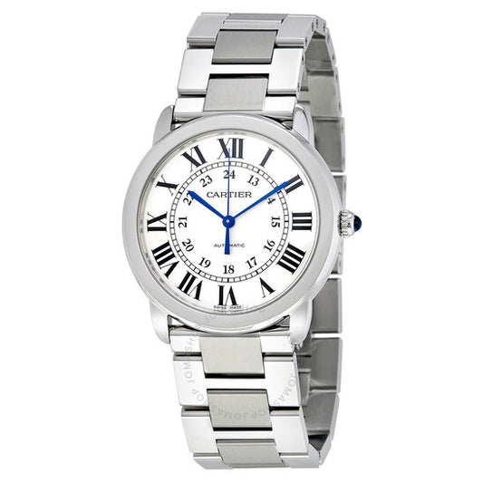 ساعة كارتييه روند سولو الفضية الأوتوماتيكية للسيدات