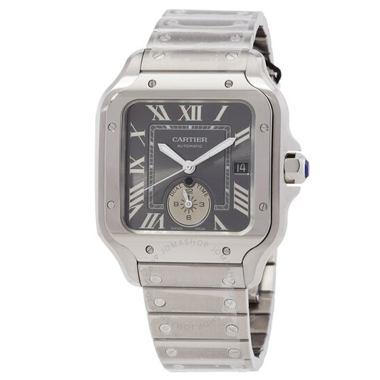 Cartier, Santos Dual Time Large Model Automatic Grey Dial Men's Watch