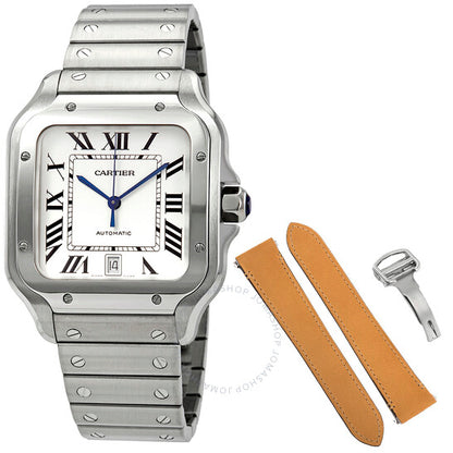 Cartier, Santos Large Model Silvered Opaline Dial Men's Watch