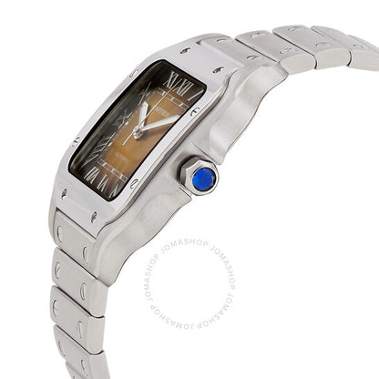 ساعة كارتييه سانتوس، موديل متوسط، أوتوماتيكية، بمينا بني