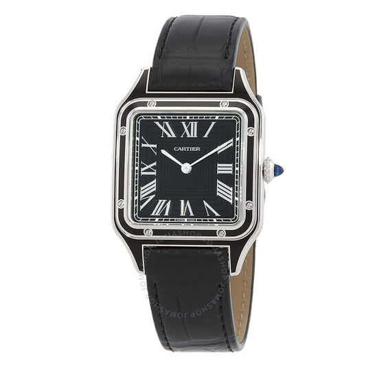 Cartier, Santos-Dumont Lacquer Large Model Hand Wind Black Dial Men's Watch