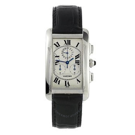 Cartier, Tank Americaine Silver Dial 18kt White Gold Men's Watch