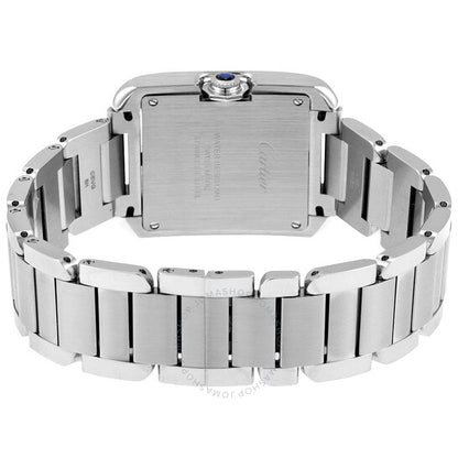 ساعة كارتييه تانك أنجليز النسائية بمينا فضي ومرصعة بالألماس