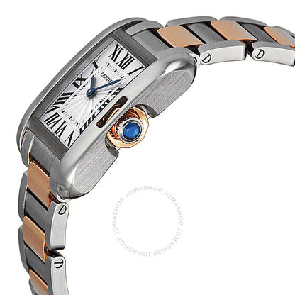 ساعة كارتييه تانك أنجليز صغيرة للنساء بمينا فضي