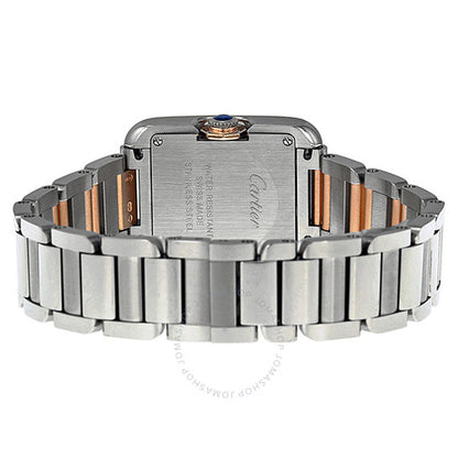 ساعة كارتييه تانك أنجليز صغيرة للنساء بمينا فضي