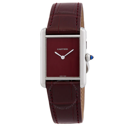 ساعة كارتييه تانك ماست كوارتز نسائية بمينا أحمر