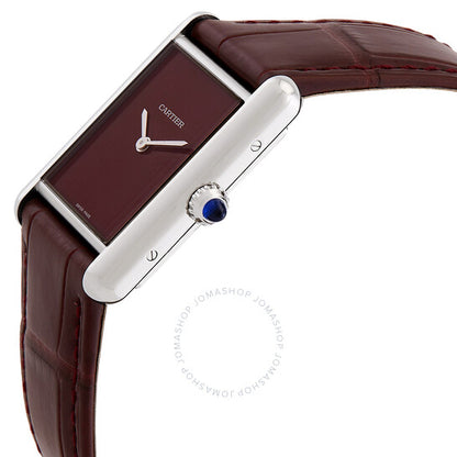 ساعة كارتييه تانك ماست كوارتز نسائية بمينا أحمر