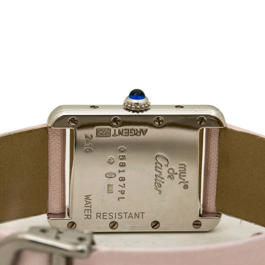 ساعة كارتييه تانك كوارتز نسائية بمينا وردي