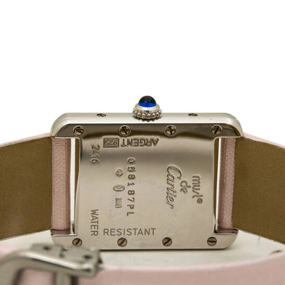 ساعة كارتييه تانك كوارتز نسائية بمينا وردي