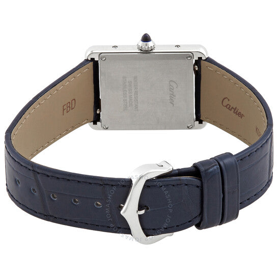 ساعة كارتييه تانك كوارتز نسائية بمينا زرقاء كبيرة