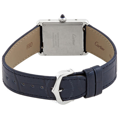 ساعة كارتييه تانك كوارتز نسائية بمينا زرقاء كبيرة