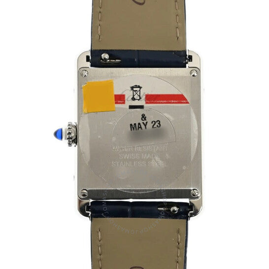 ساعة كارتييه تانك كوارتز نسائية بمينا زرقاء كبيرة