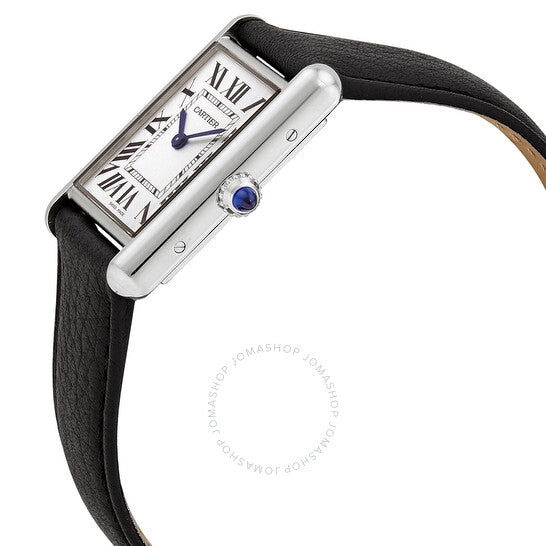 ساعة كارتييه تانك كوارتز نسائية بمينا فضي