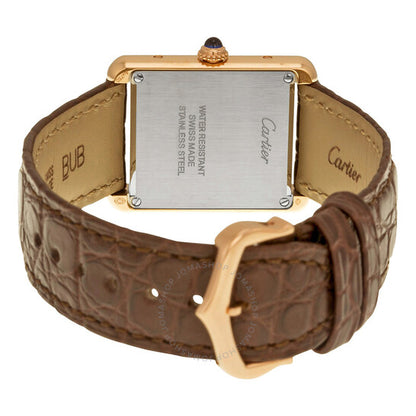 Cartier, Tank Solo Silver Dial Brown Leather Ladies Watch