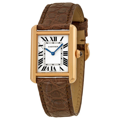 Cartier, Tank Solo Silver Dial Brown Leather Ladies Watch