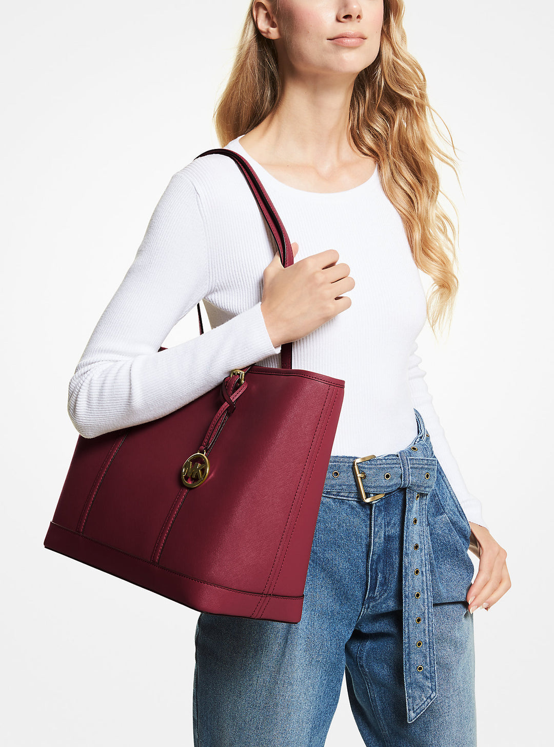 jet set travel large saffiano leather tote bag