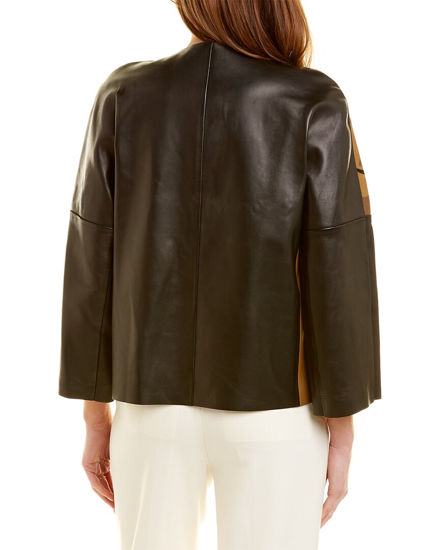 crewneck leather jacket