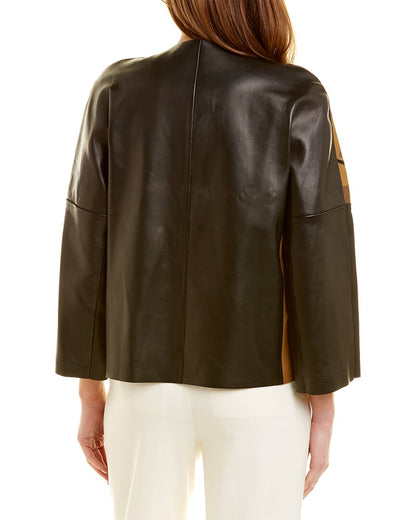 crewneck leather jacket